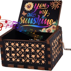 You are My Sunshine Wood Music Boxes,Laser Engraved Vintage Wooden Sunshine Musical Box Gifts for BirthdayChristmasValentine’s Day (Black) You are My Sunshine Wood Music Boxes,Laser Engraved Vintage Wooden Sunshine Musical Box Gifts for BirthdayChristmasValentine’s Day (Black)