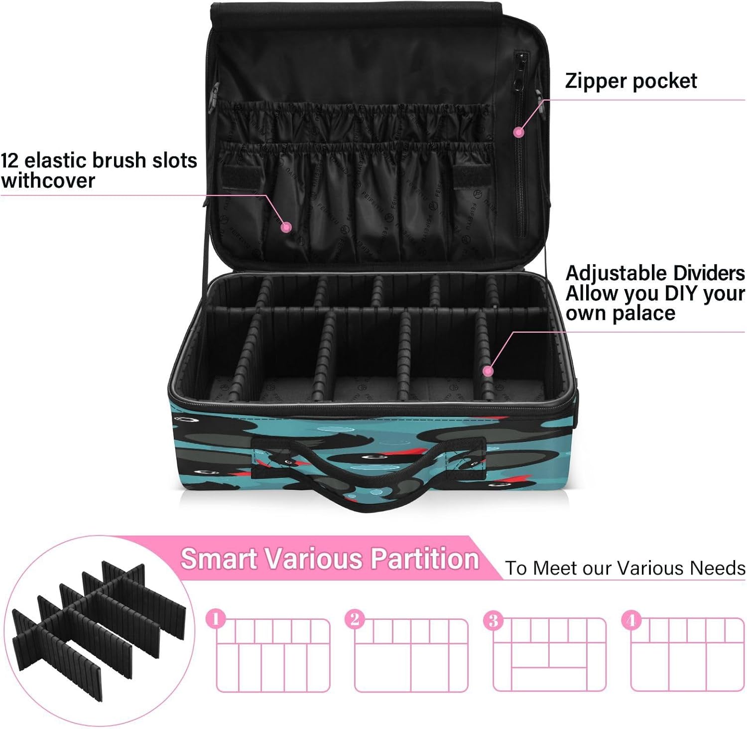 Duck Turquoise makeup bag travel cosmetic case make up travel bag toiletry bag with compartments portable makeup bag opens flat bolso de maquillaje