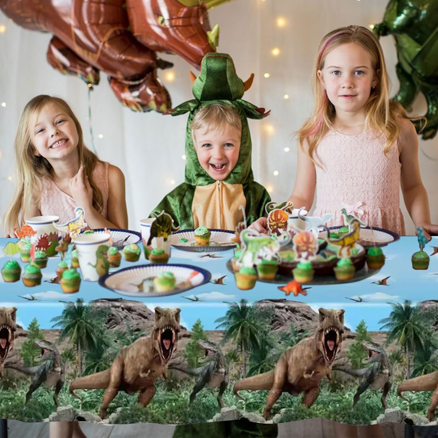 Paquete de 2 manteles de plástico para fiesta de dinosaurios, suministros de fiesta temática de dinosaurios, mantel de dinosaurio para niños,