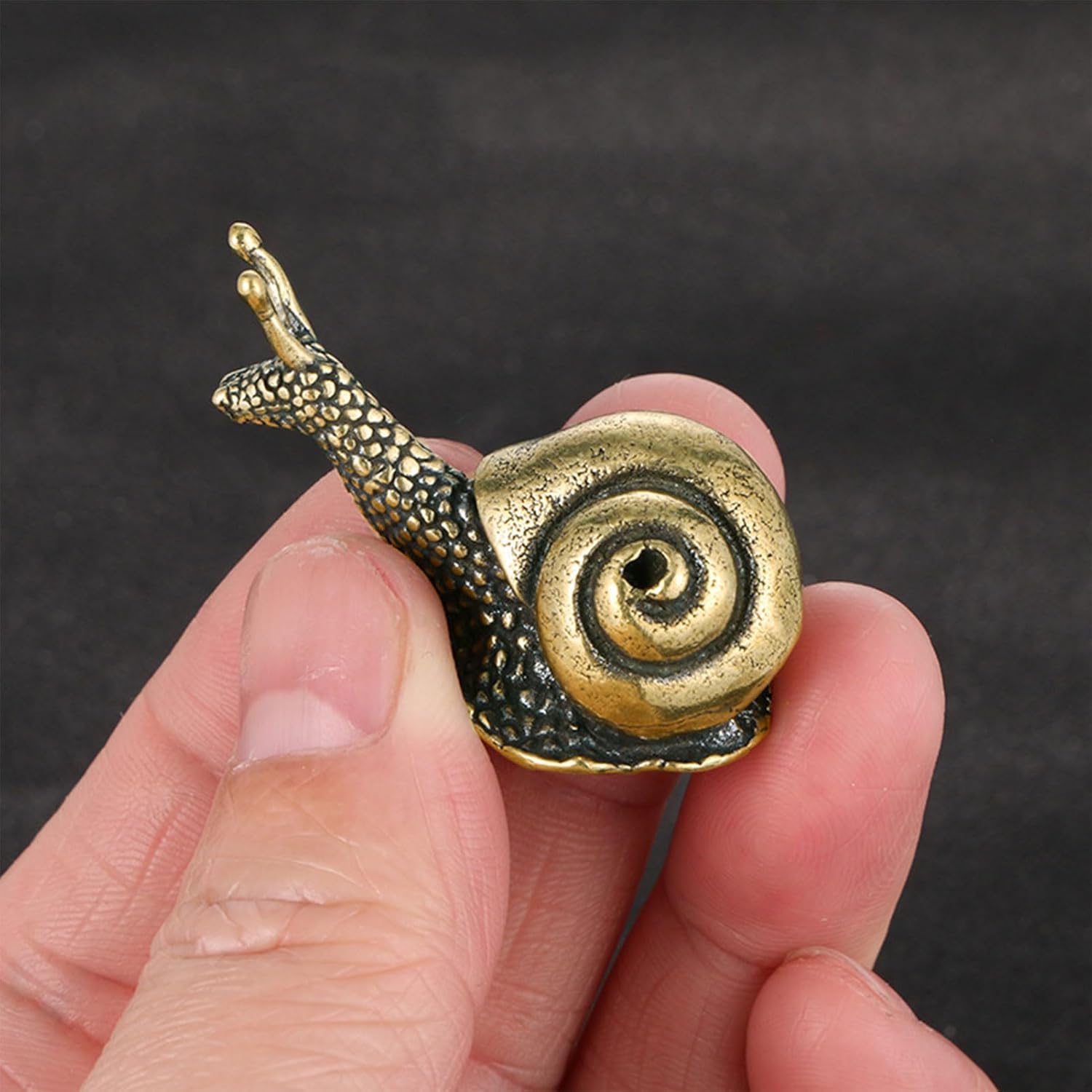 3 figuras de caracol de latón, mini escultura de caracol de cobre puro retro, decoración de estatua de caracol de cobre puro, estanque al aire