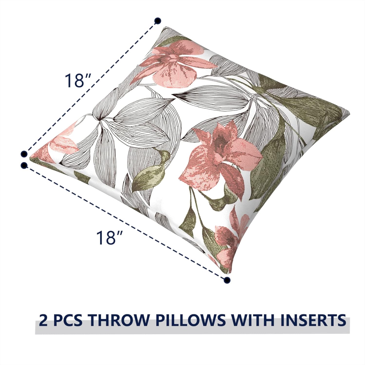 TWLEAR Almohadas de exterior para muebles de patio de 18 x 18 pulgadas, almohadas cuadradas para exteriores con insertos, almohadas decorativas para