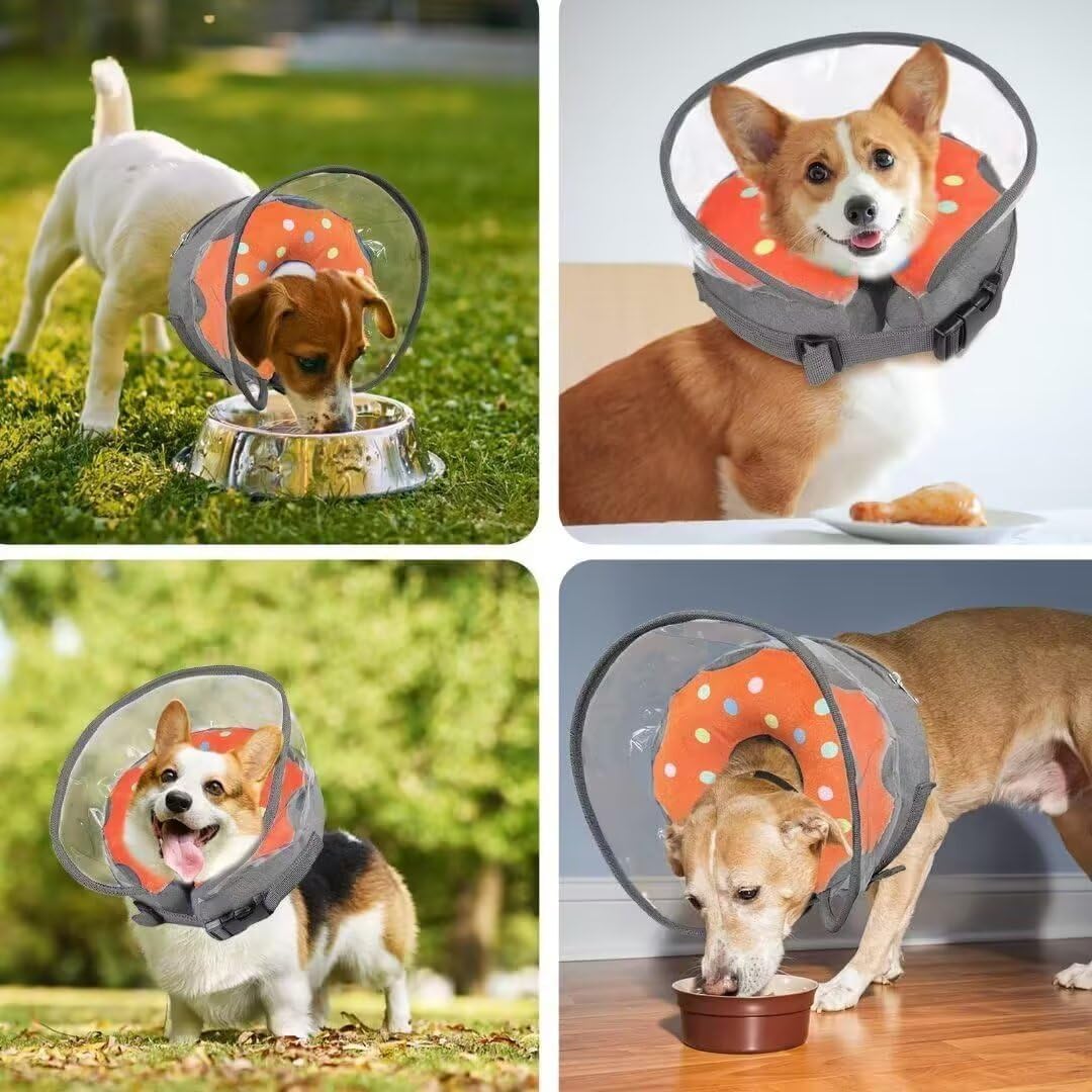 Collar inflable de recuperación ajustable con forma de dona, collar de perro inflable para perros pequeños, medianos y grandes, collar de dona para