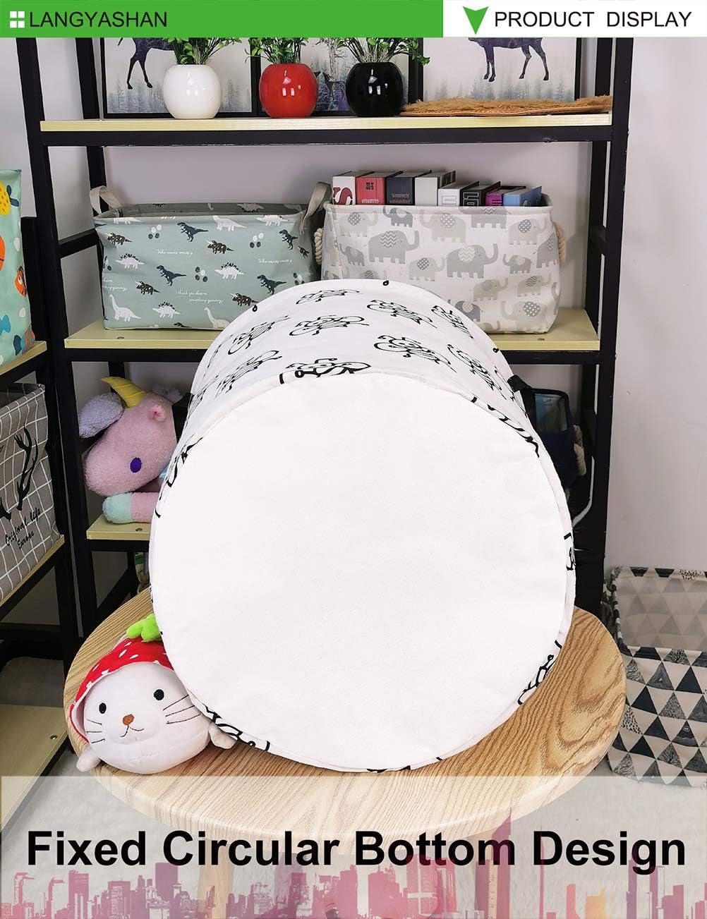 Canasta Langyashan de almacenamiento, plegable, organizador de tela de lona, para dormitorio, ropa, habitación del bebé, juguetes y de regalo