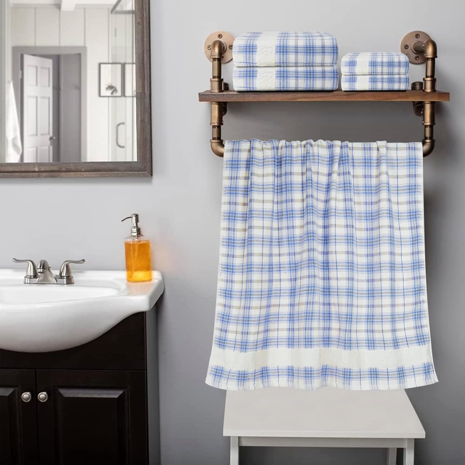 Toallas de baño-sábanas-altamente absorbentes-toallas de playa-extra grandes-toalla de baño-grande-ducha-toallas 70x140CM27.56″x55.12″ (azul)