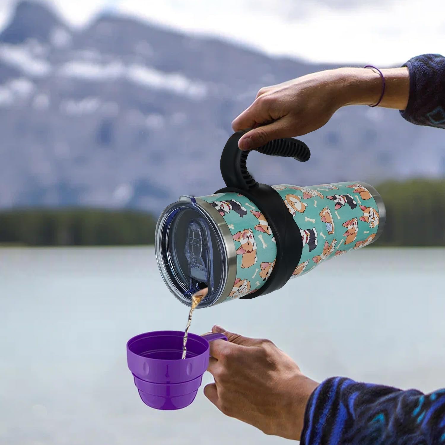Vaso de 40 onzas con asa y pajita, botella de agua Corgi Stuff de acero inoxidable con aislamiento de Corgi, taza de viaje de café Corgi, regalos