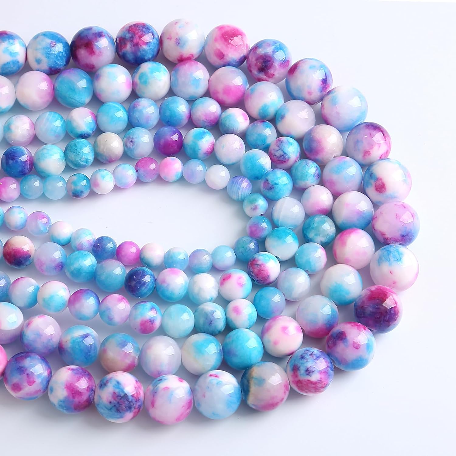 38 cuentas sueltas de jade persa rosa azul de 0.394 in para hacer joyas, pulseras y collares