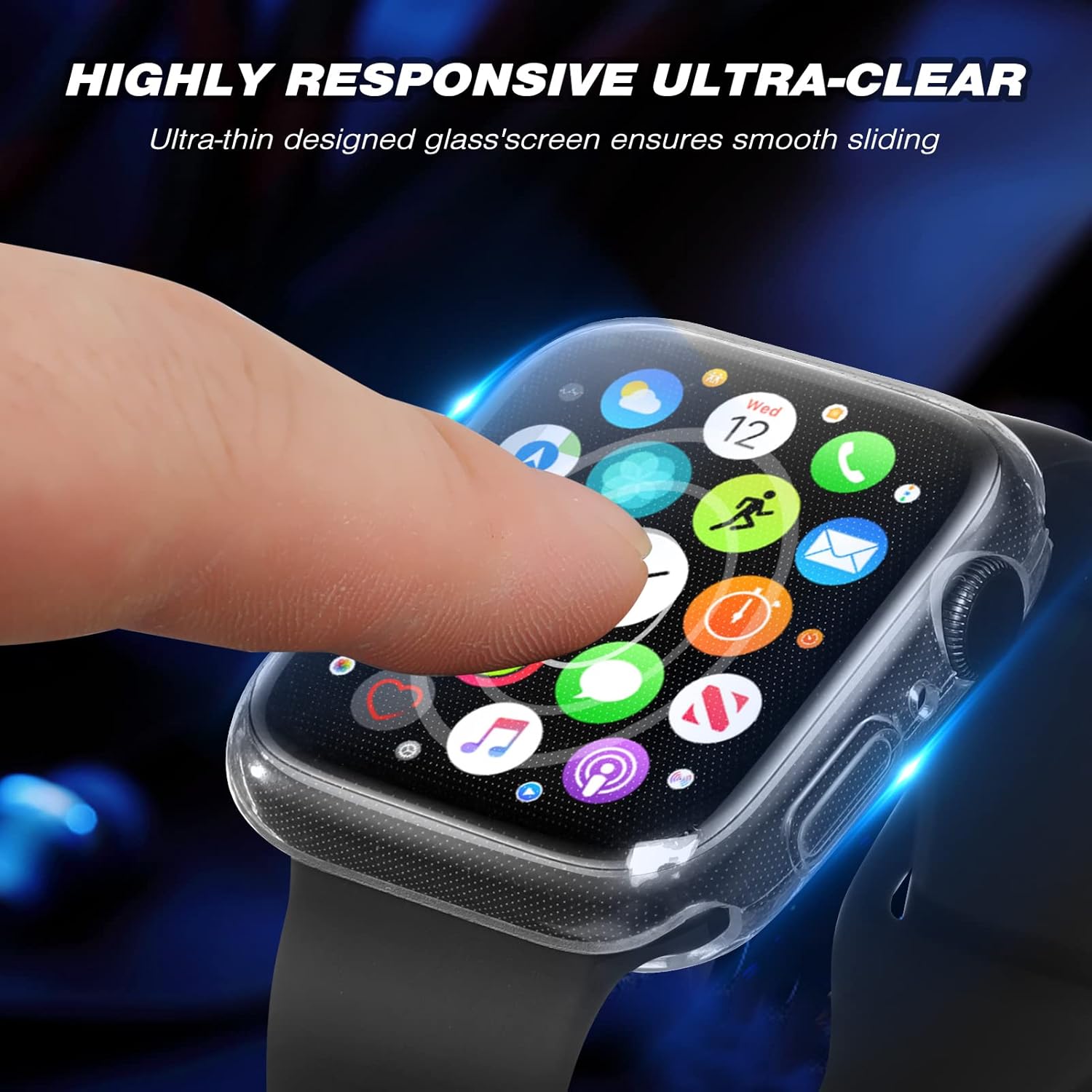 ORIbox Funda ultradelgada compatible con Apple Watch Series 6, Apple Watch Series 5, Apple Watch Series 4, Apple Watch SE, TPU HD F3000001