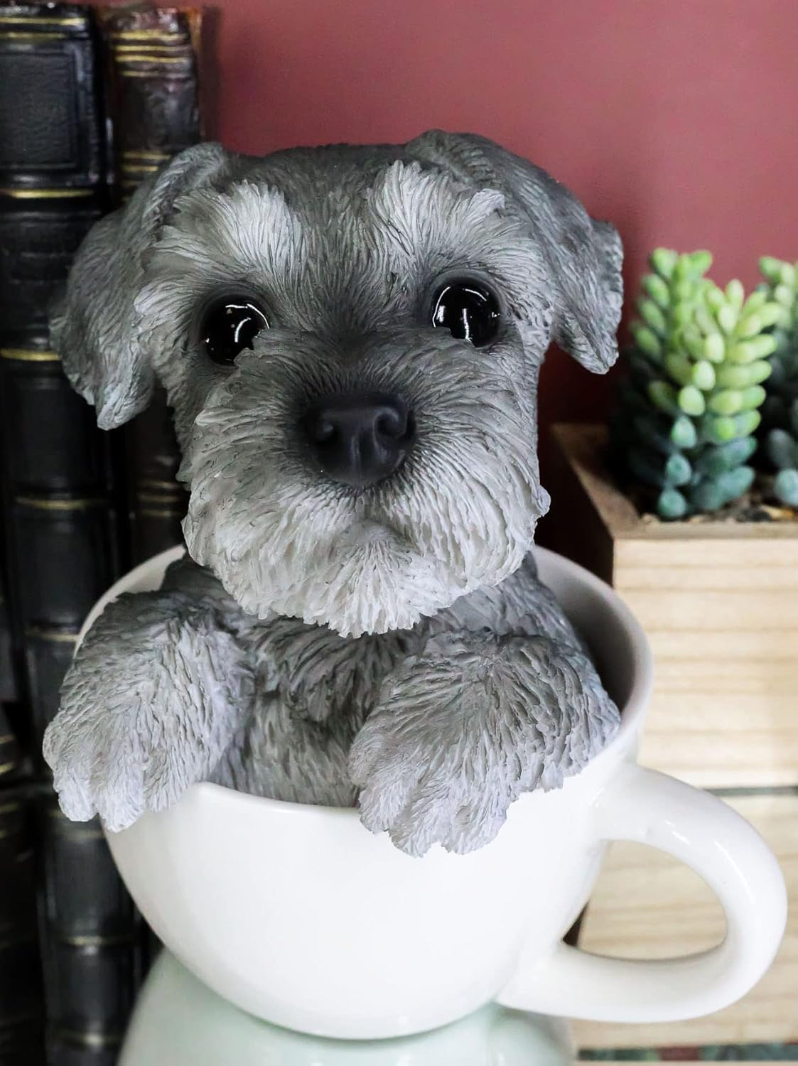Ebros – Figura decorativa de resina coleccionable con ojos de cristal de perros de pedigrí, mascotas y amigos, de 5.75 pulgadas de alto, color gris