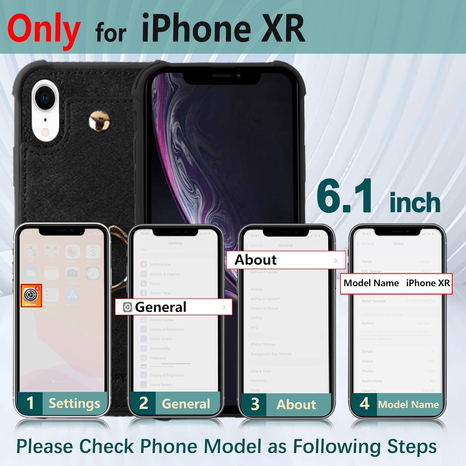 Funda tipo cartera para iPhone XR10R con tarjetero de crédito, funda protectora de cuero a prueba de golpes compatible con anillo de rotación de 360