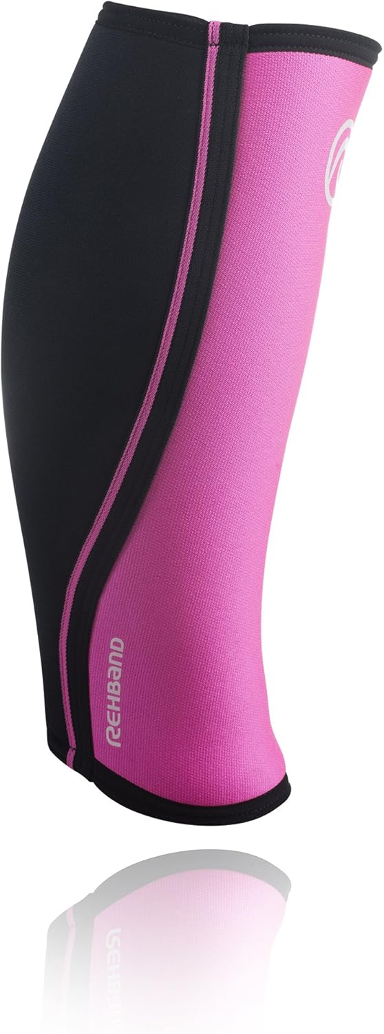 Rehband Rx Soporte de pantorrillaespinillera, talla XS, rosanegro, espinilleras para entrenamiento de crossfit, deportes de equipo + correr, equipo
