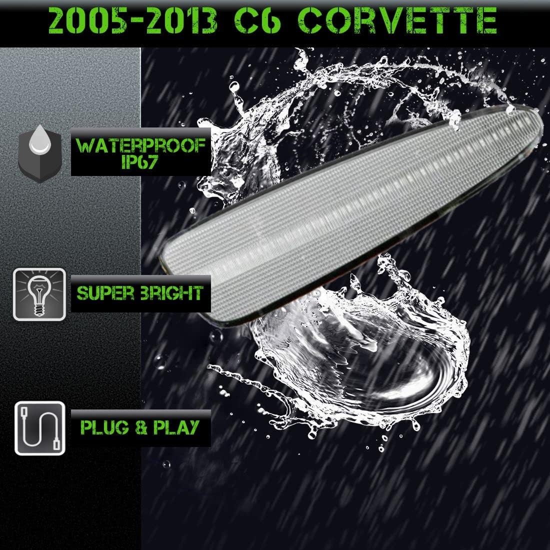 SLK – Luces LED de posición laterales para Chevrolet C6 Corvette 2005-2013 ámbar LED frontal y rojo trasero C6 luces de marcador reemplazan las