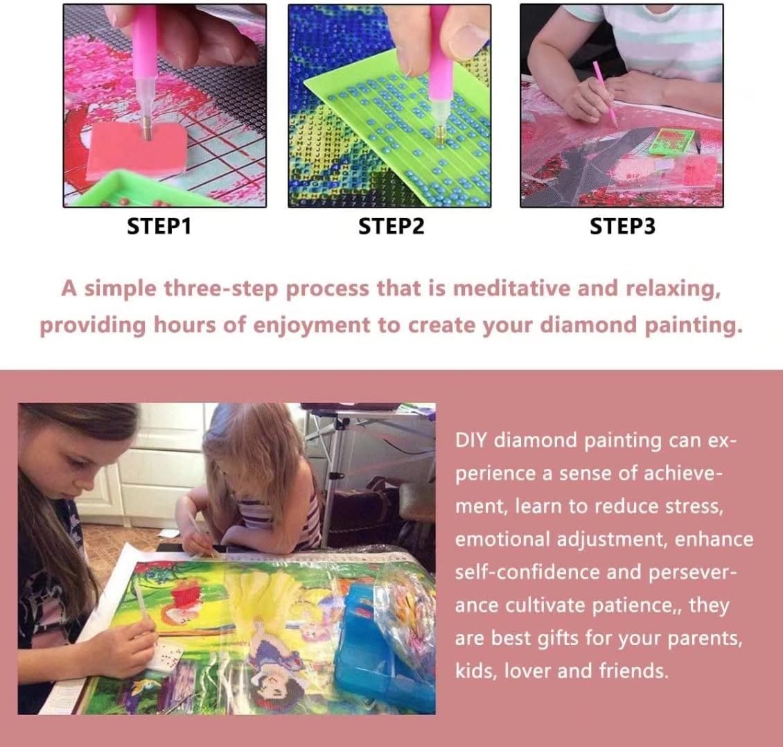 ZKOPAVS Kit de pintura de diamante por números, mariposas rosadas y flores para adultos y niños, pinturas bordadas para decoración de pared del
