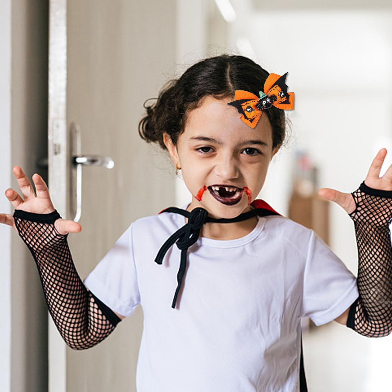 Lazos para el pelo de calabaza de Halloween para niñas, lindos clips de lazo de araña fantasma para decoración de peinado, pasador de pelo de