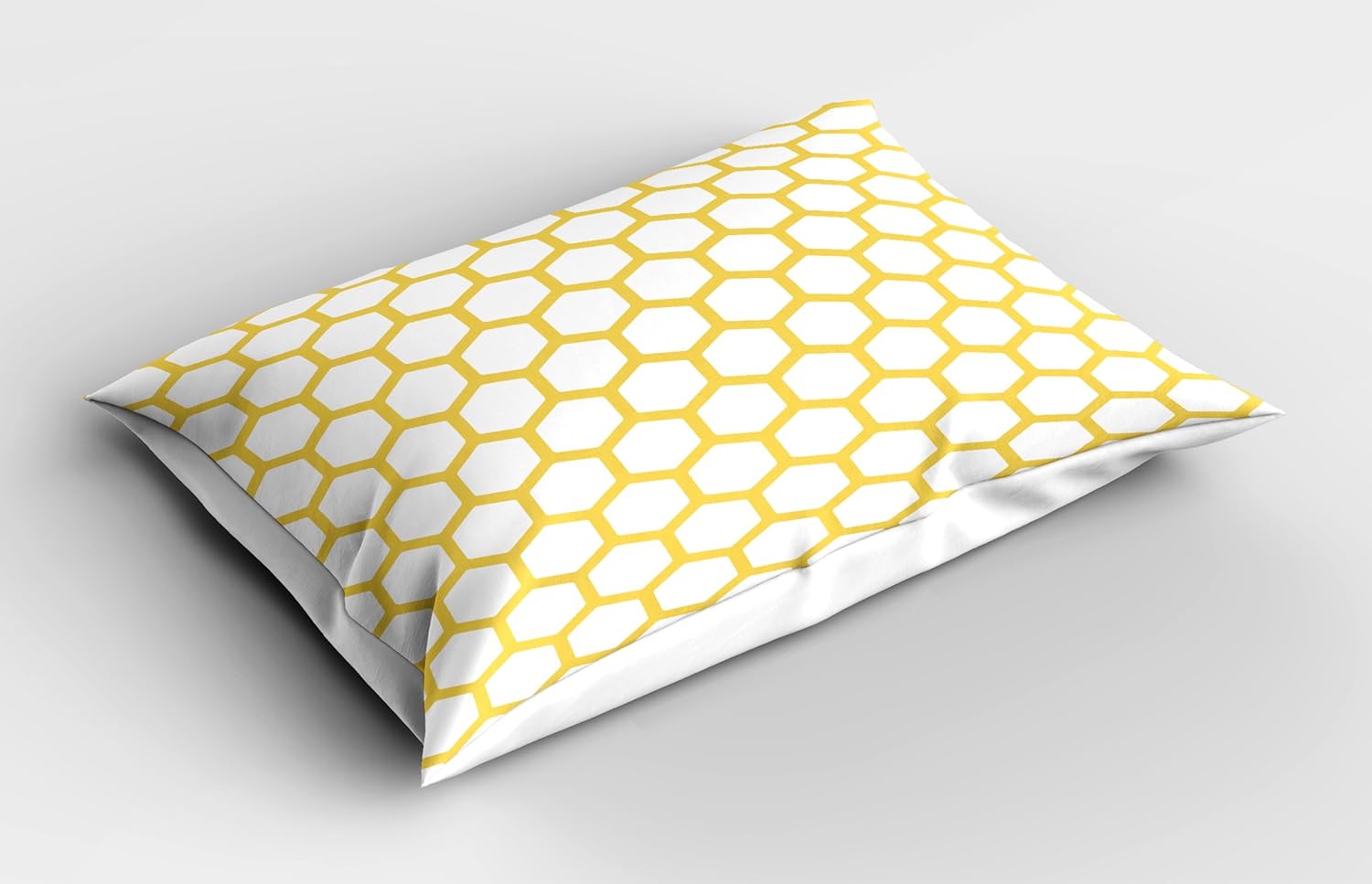 Ambesonne Funda de almohada amarilla y de almohada, diseño hexagonal de panal de abeja, monocromática geométrica simplista, funda de almohada