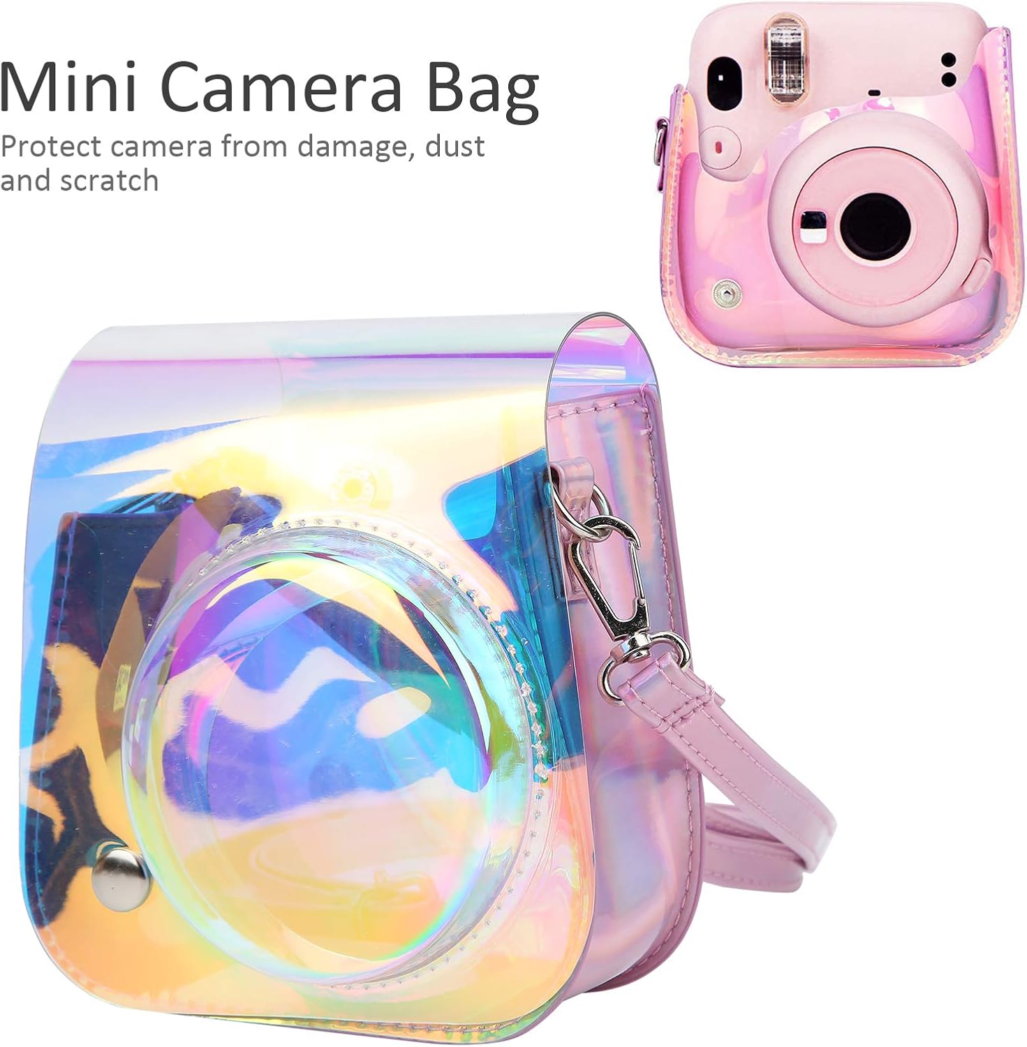 EBTOOLS Estuche de almacenamiento para cámara, mini bolso transparente de PVC lindo, adecuado para cámara Fujifilm Instax Mini 1198