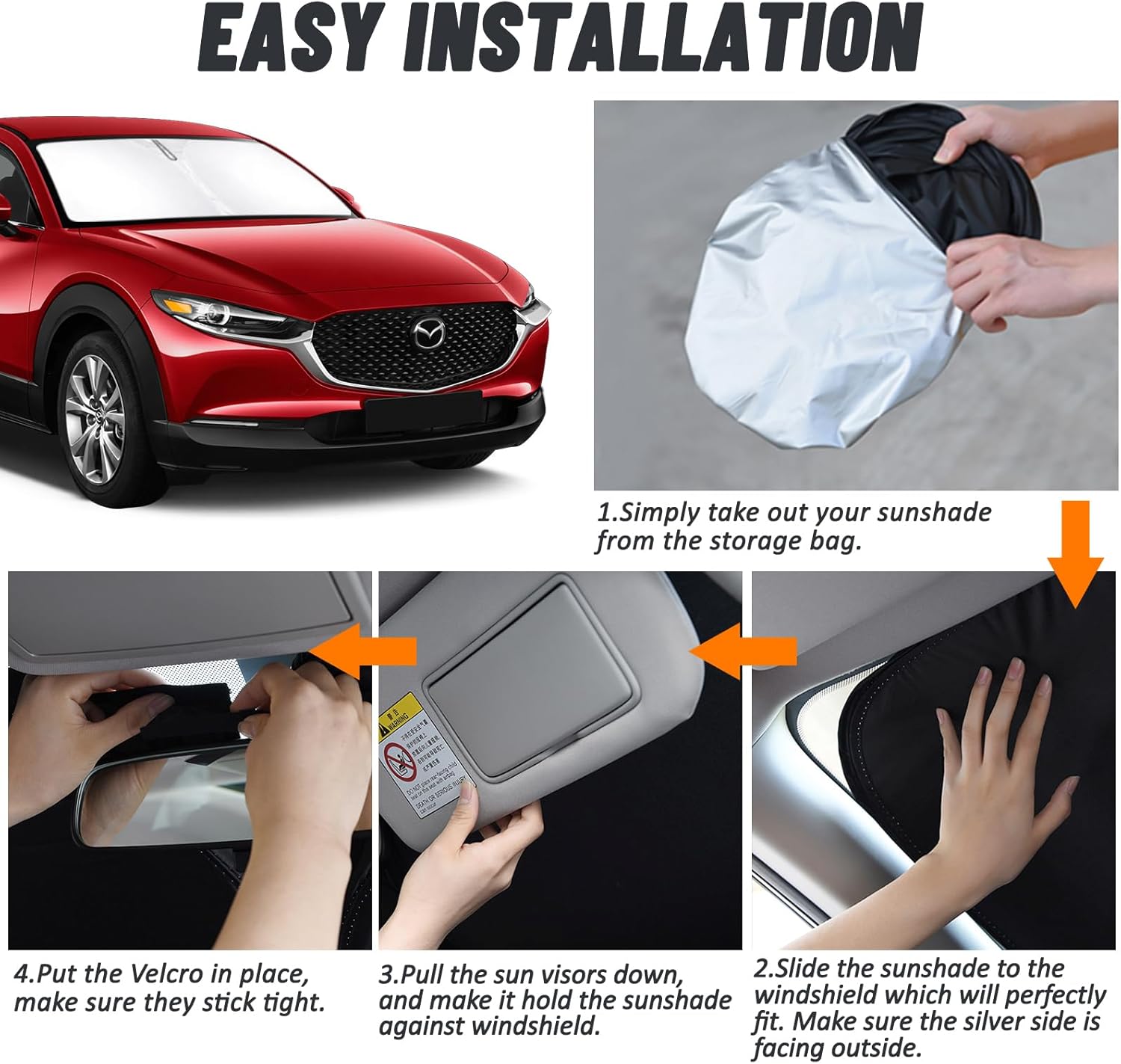 D-Lumina Parasol para parabrisas para Mazda CX-30 CX30 2019-2023, parasol para ventana delantera, bloquea los rayos UV del calor, plegable, 2 capas,
