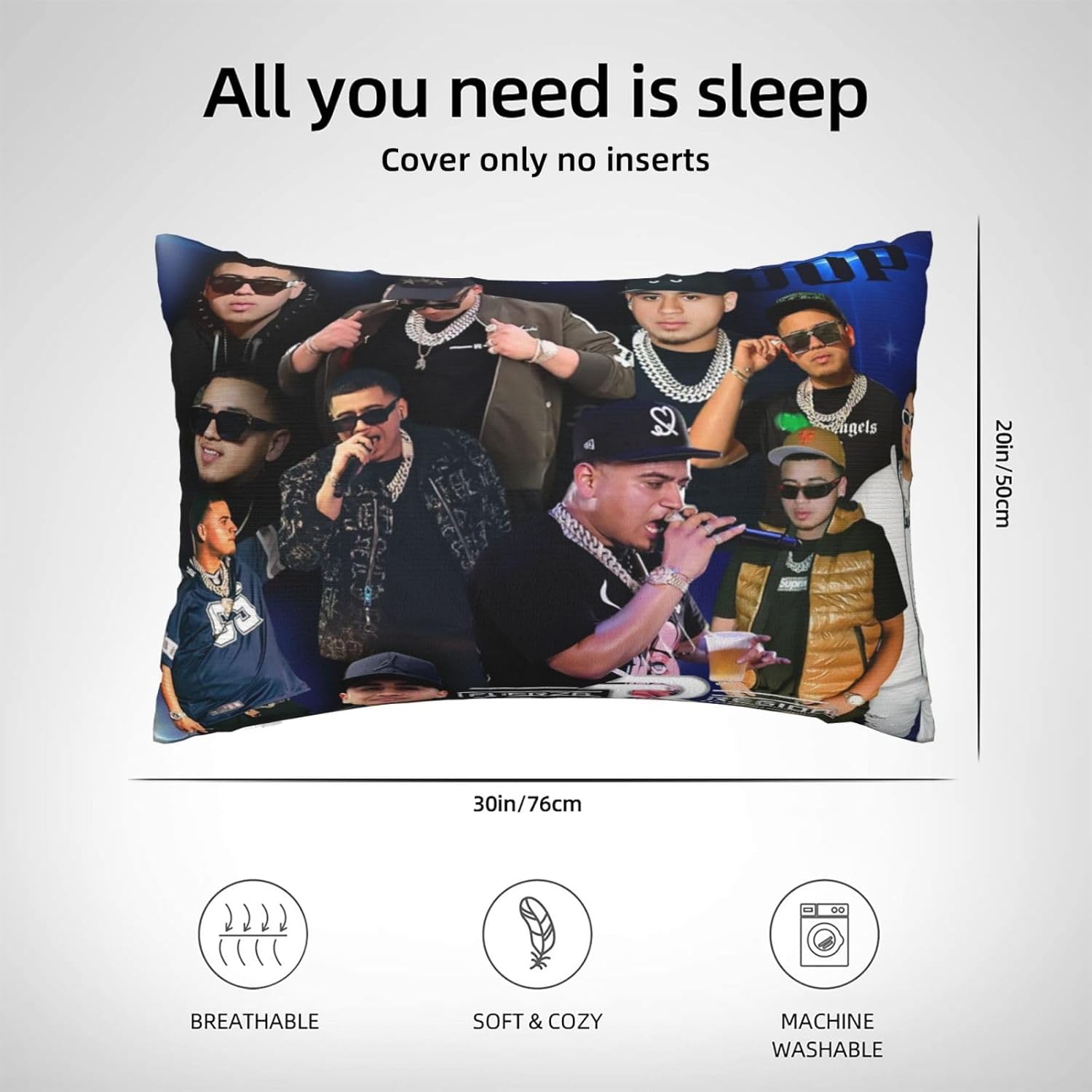 OBLUE Fuerza Singer Regida Band – Fundas de almohada de 20 x 30 pulgadas, funda de almohada para exteriores para decoración de sofá