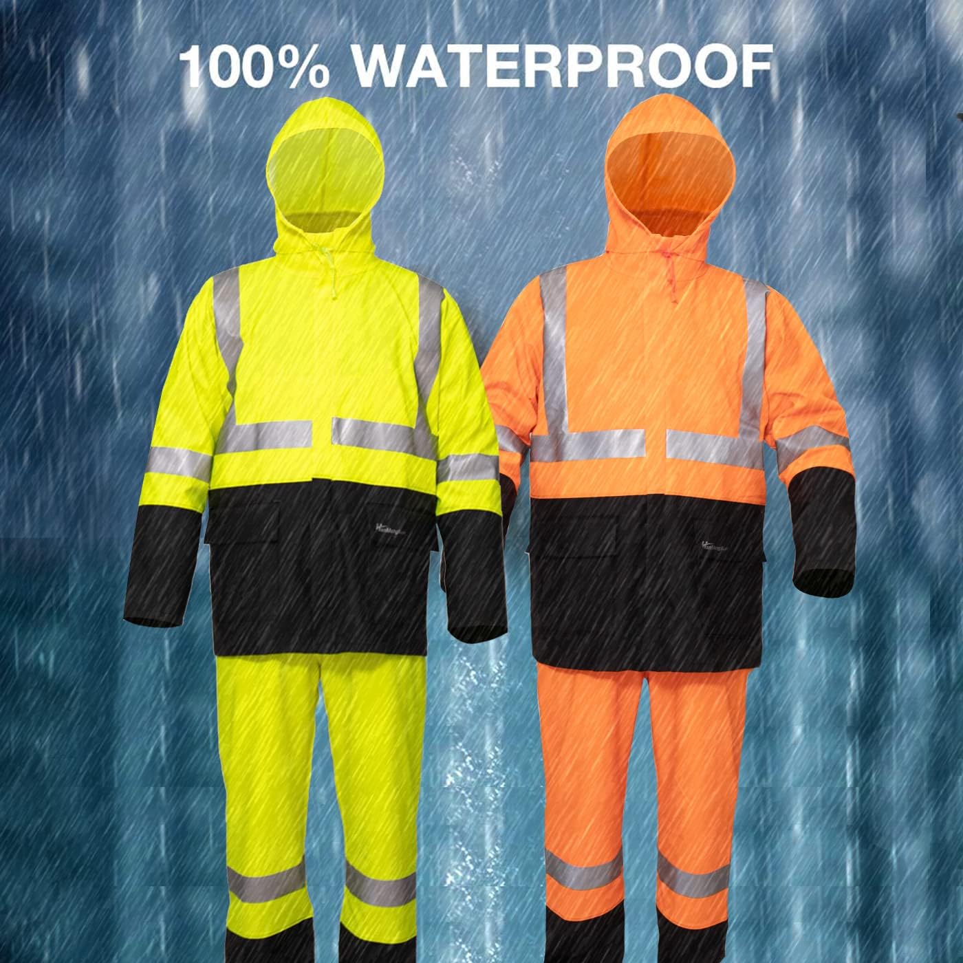 Trajes de lluvia para hombres y mujeres, impermeable, resistente al agua, ropa de lluvia, chaqueta y pantalones, capucha oculta