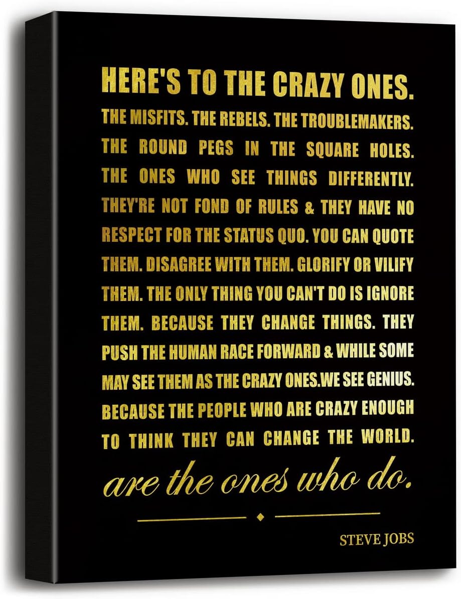 Lienzo decorativo para pared con texto en inglés Here’s To The Crazy Ones (Here’s To The Crazy Ones), impresiones inspiradoras en lienzo para