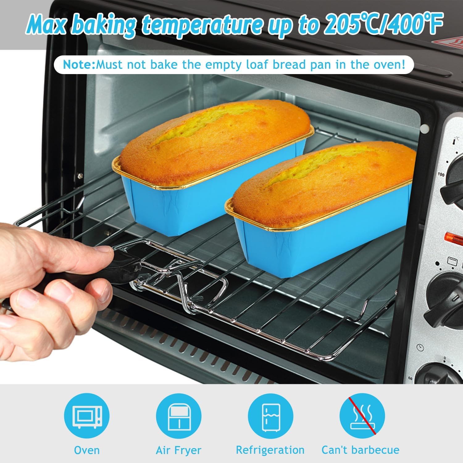 Free-Air 1 LB Disposable Bread Loaf Pans 50 Pack, Mini Loaf Baking Cups Small Cake Tins Liners,Individual Homemade Bread Loaf Containers With 50