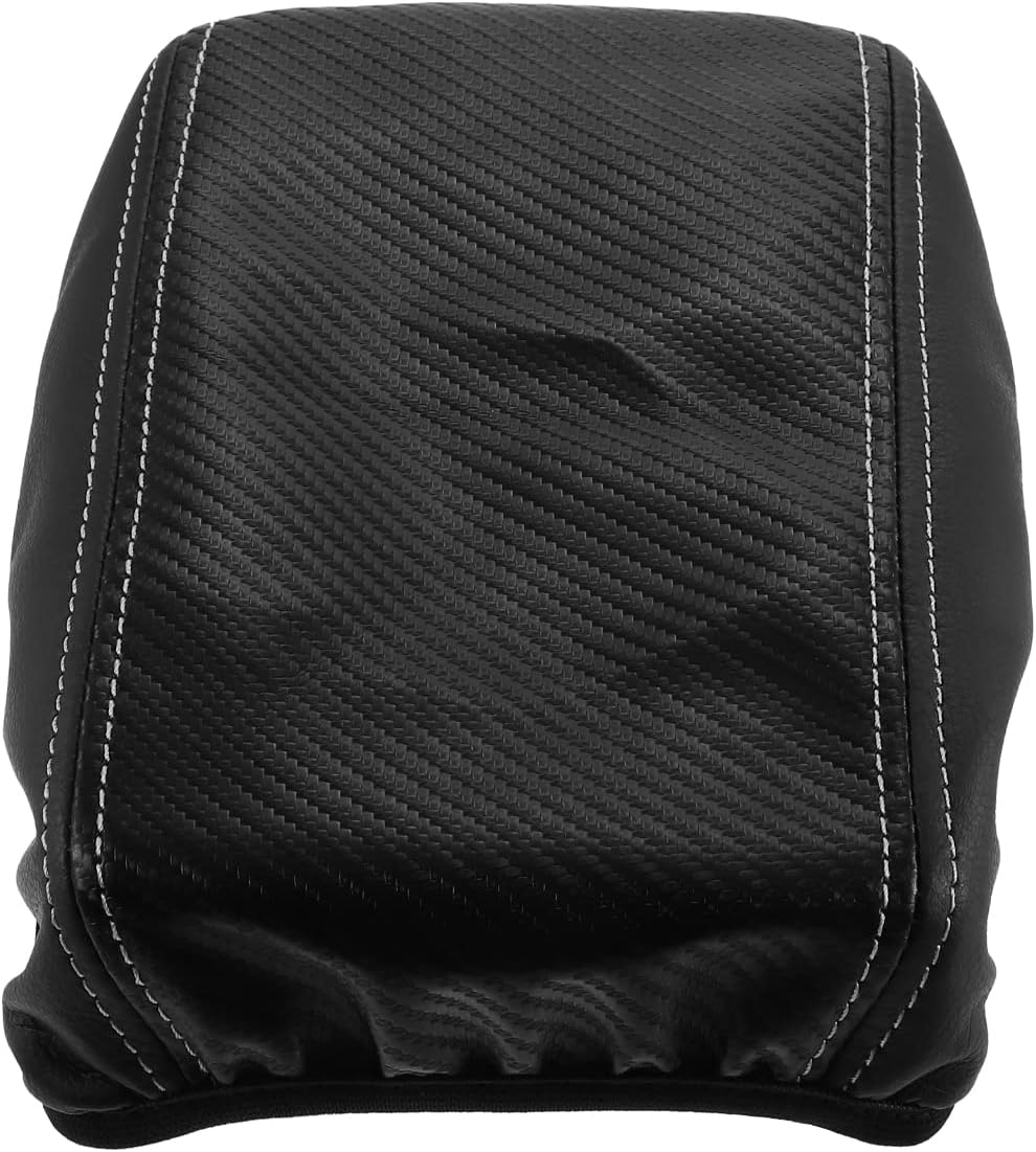 X AUTOHAUX Funda para reposabrazos de consola central de automóvil para Toyota Corolla Cross 2022, patrón de fibra de carbono, piel sintética negra,