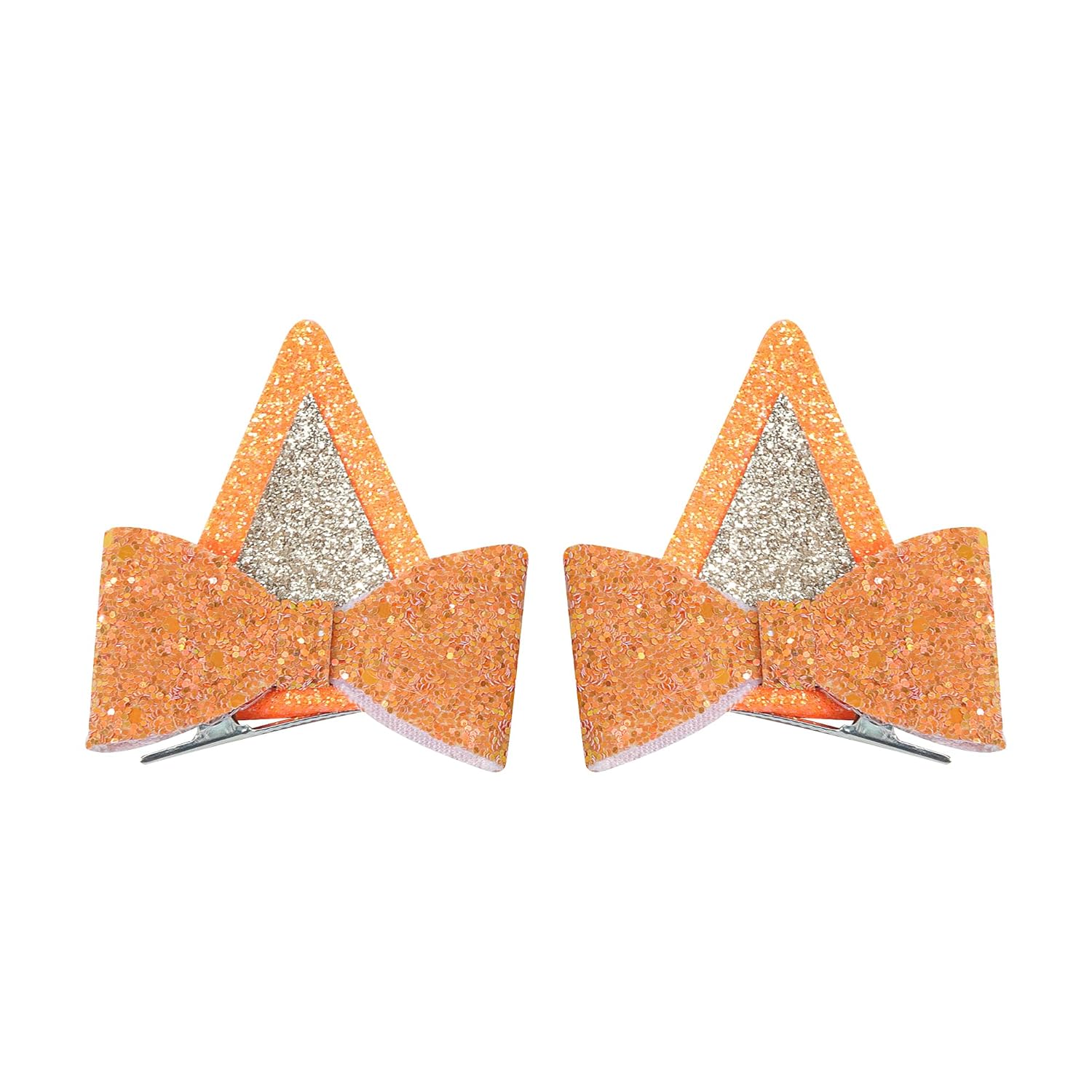 Sgehen 2 pares de pinzas para el pelo de orejas de perro azules y naranjas para niñas, accesorios de disfraz de Halloween, accesorios de disfraz de