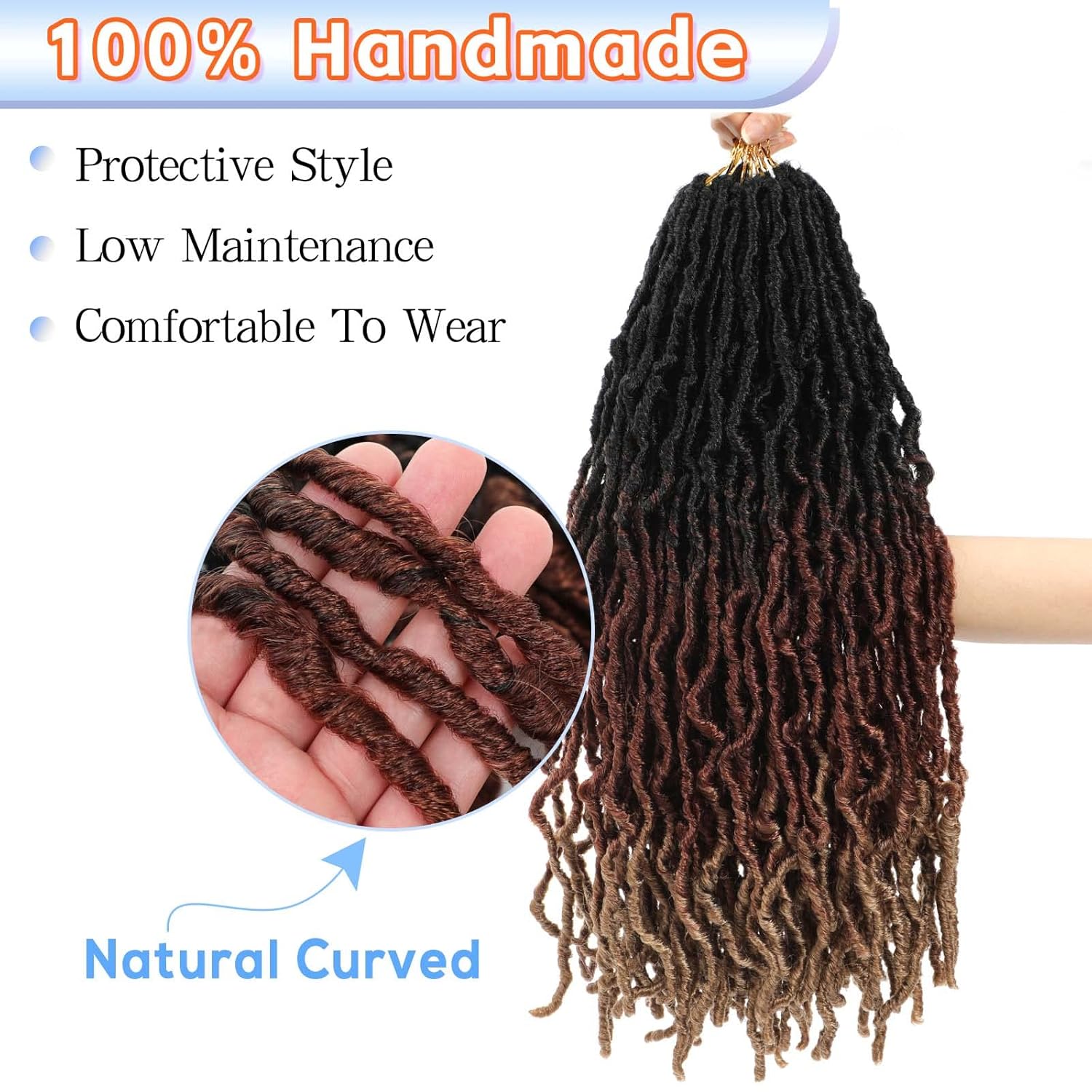 Rastas de cabello sintético de ganchillo, extensiones suaves de 22 pulgadas, 7 paquetes de rastas suaves preenrolladas para mujeres negras,