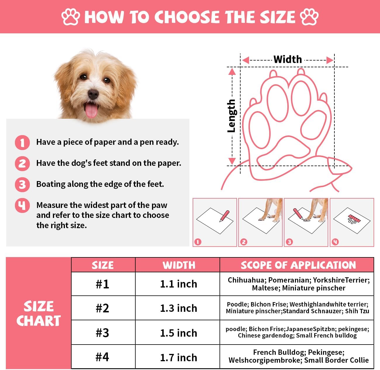 Zapatos rosas para perros pequeños, botas antideslizantes para perros con tiras reflectantes, protectores de patas de cachorro para exteriores,