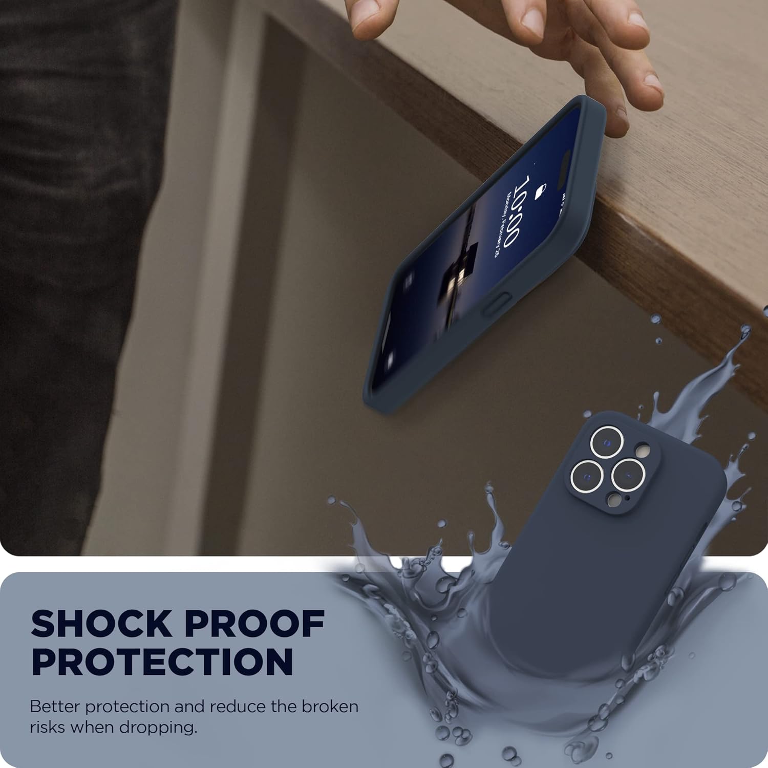 SURPHY Funda diseñada para iPhone 14 Pro Max con protector de pantalla, (con protección de cámara + forro de microfibra suave), funda de silicona