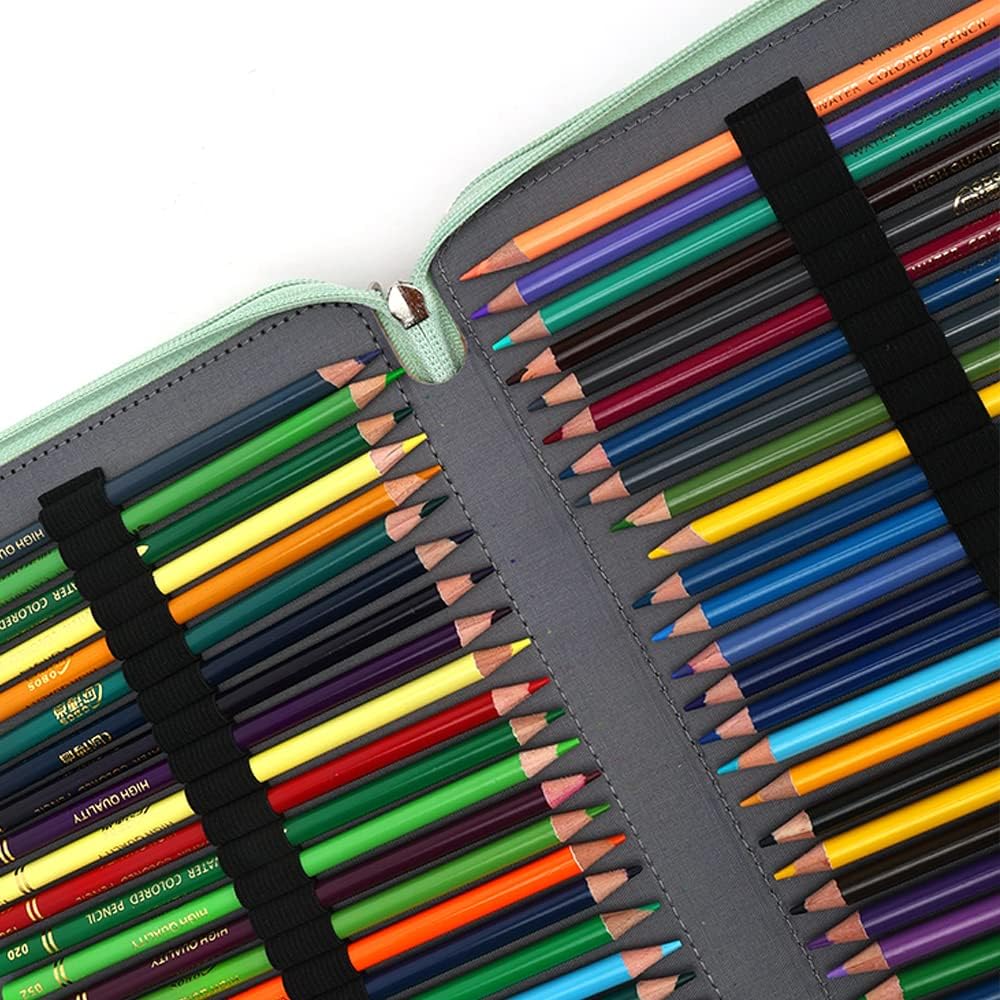 Vomgomfom Estuche para lápices de colores  124 ranuras para lápices con cierre de cremallera, estuche de tela de sarga de gran capacidad para