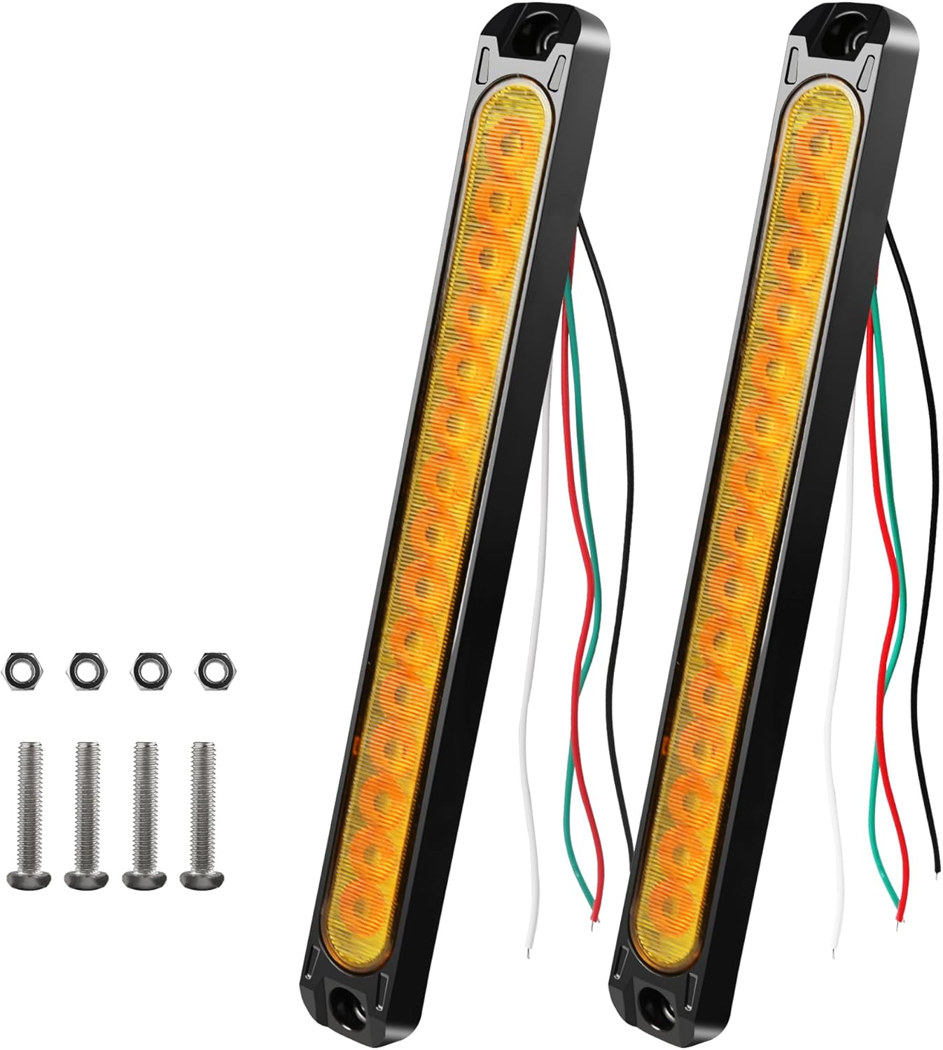2 barras de luz de remolque universales de 15 LED, 12-24 V, luces de advertencia de luz de freno de remolque con señal de flujo secuencial, luces