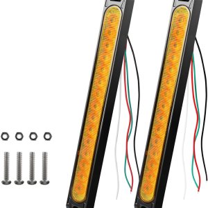 2 barras de luz de remolque universales de 15 LED, 12-24 V, luces de advertencia de luz de freno de remolque con señal de flujo secuencial, luces 2 barras de luz de remolque universales de 15 LED, 12-24 V, luces de advertencia de luz de freno de remolque con señal de flujo secuencial, luces