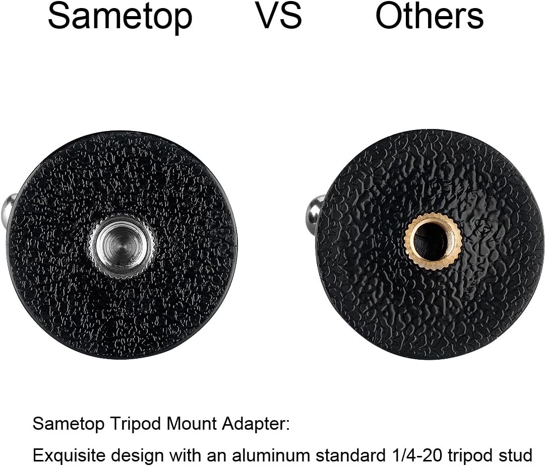 Sametop Adaptador de montaje de trípode compatible con GoPro Hero 12, 11, 10, 9, 8, 7, 6, 5, 4, Session, 3+, 3, 2, 1, Hero (2018), Fusion, Max, DJI