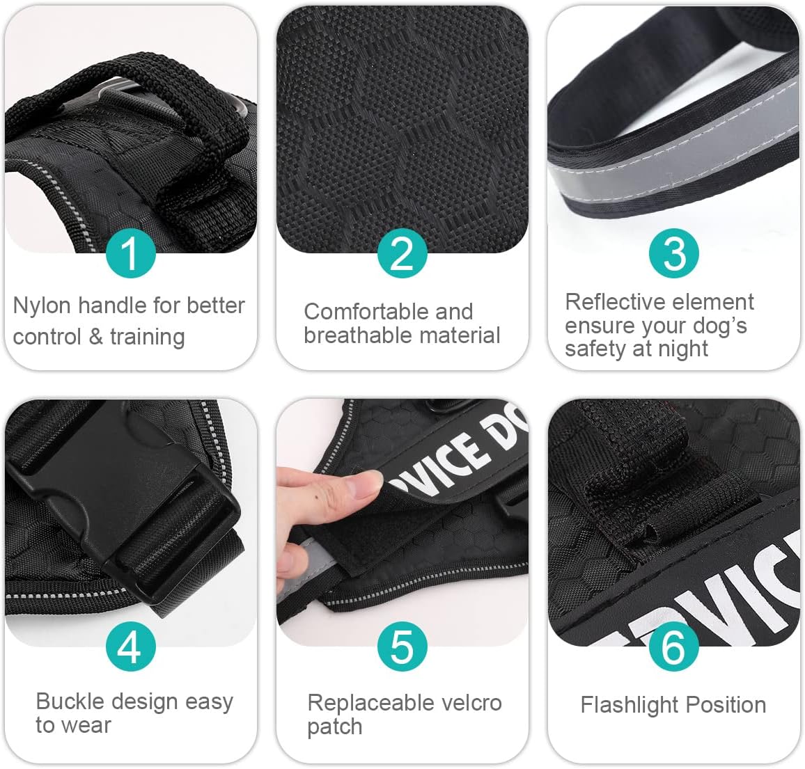 MUMUPET – Arnés para perro guía, fácil de poner y quitar, arnés de chaleco para mascotas, reflectante 3M, transpirable y fácil de ajustar, con mango