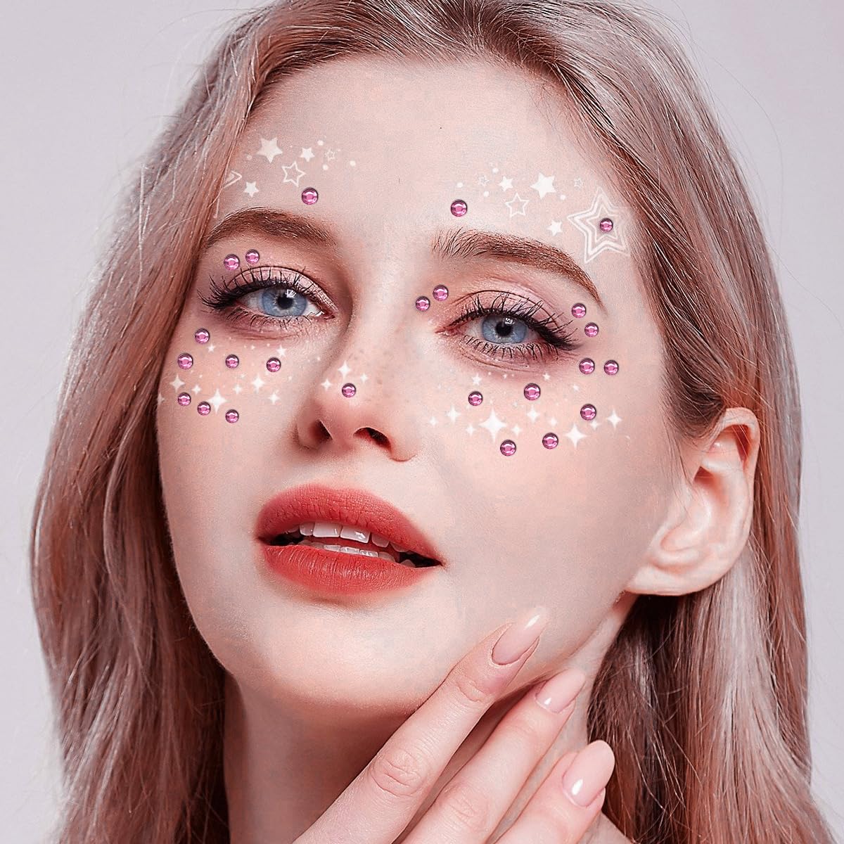 3090 calcomanías de cristales de diamantes de imitación de gemas para la cara de 0.15640.23 pulgadas con diamantes de imitación rosa claro para