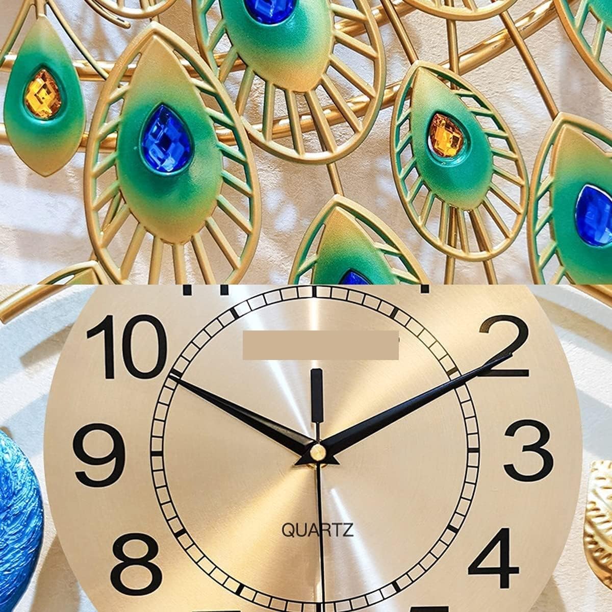 Reloj de pared para decoración de sala de estar, reloj de pared con diamantes de cristal, silencioso, sin tictac, reloj de pared de metal con forma