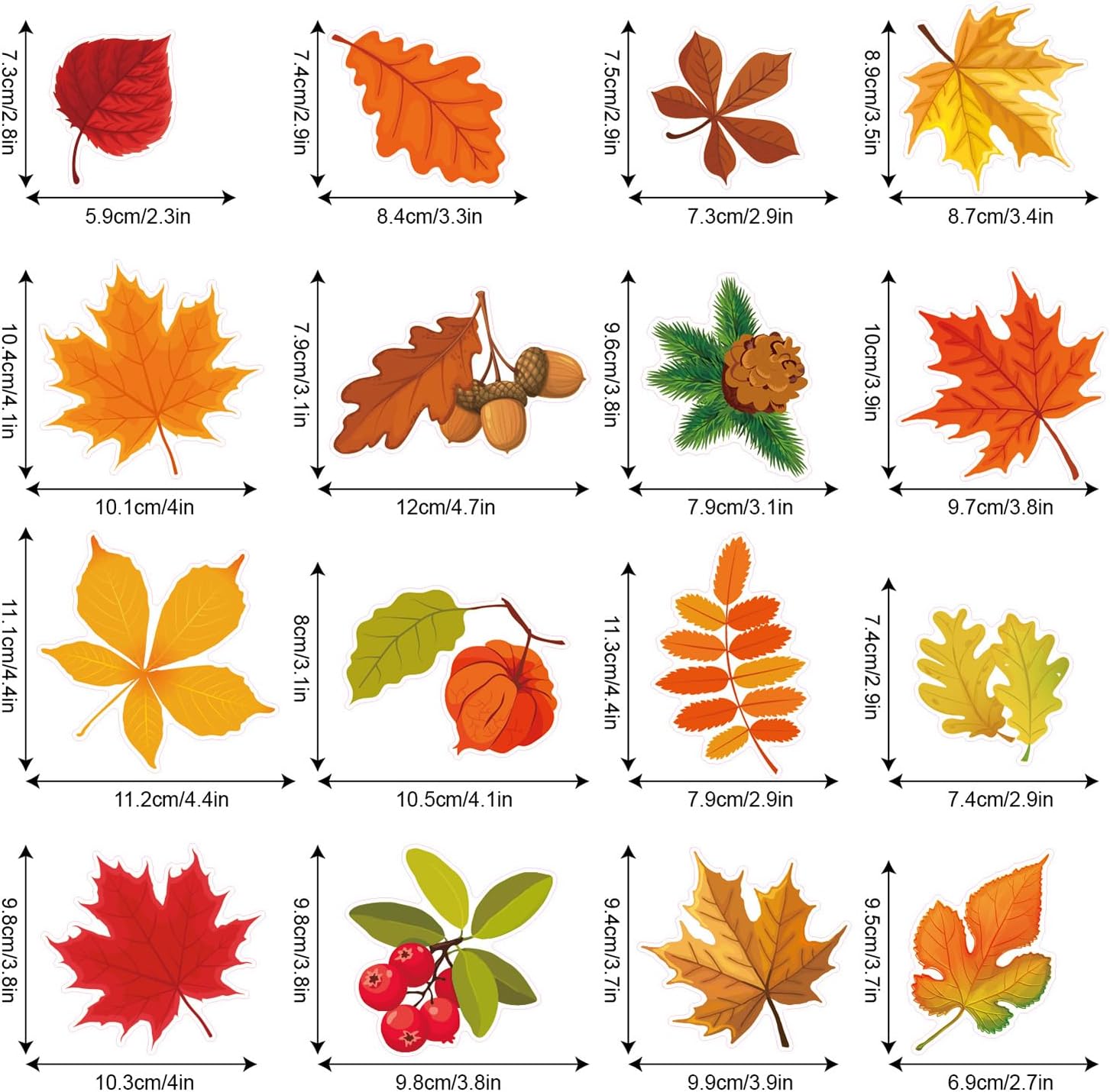64 calcomanías de otoño para ventana, hojas de arce, calcomanías de ventana de hojas de otoño para ventana de vidrio, hogar, oficina, decoración de