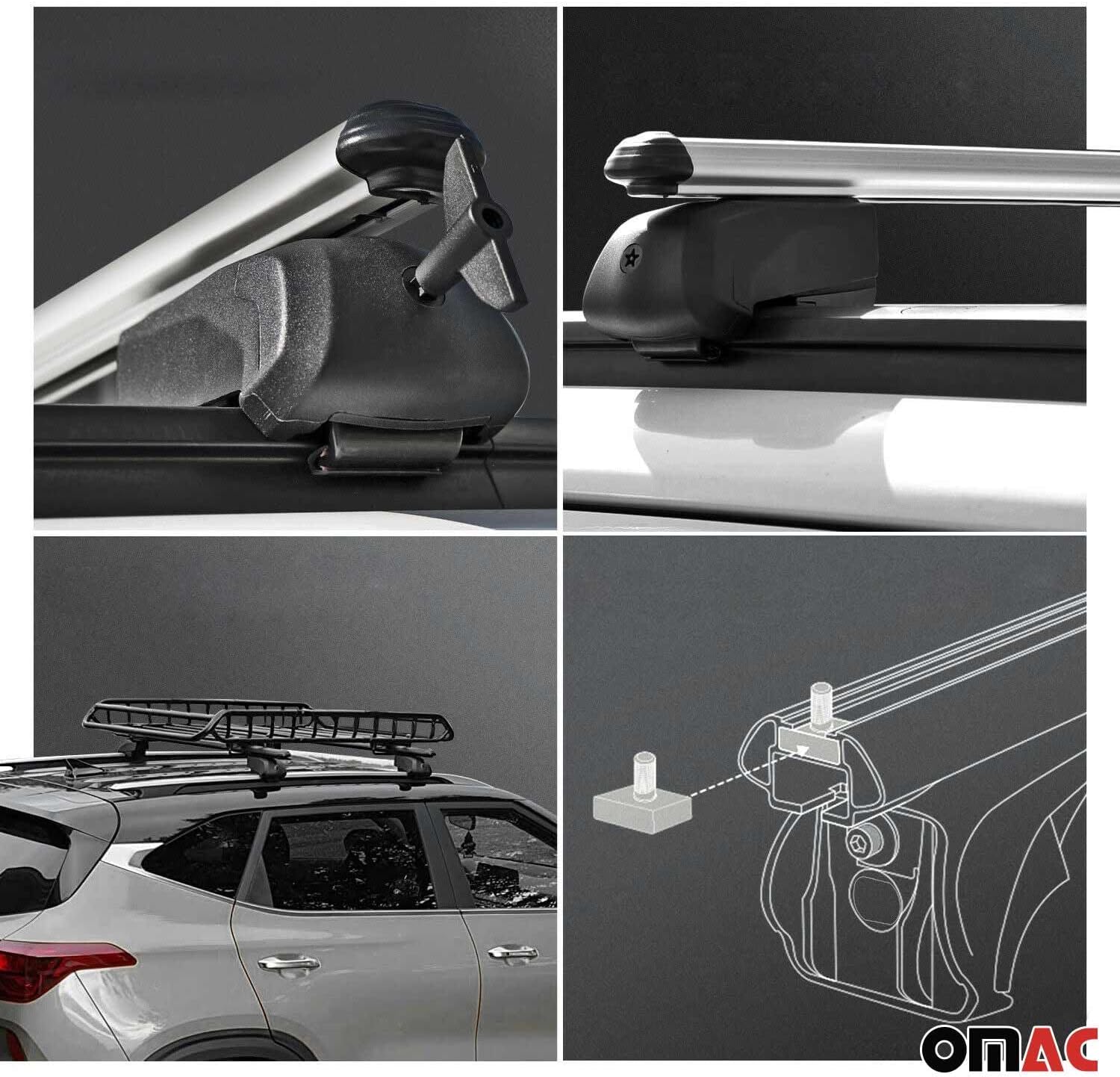 OMAC Portaequipajes con cerradura para Mazda CX-90 2024, color gris, 2 piezas antirrobo para viajes, kayak, canoa, surf, esquí, snowboard, camping
