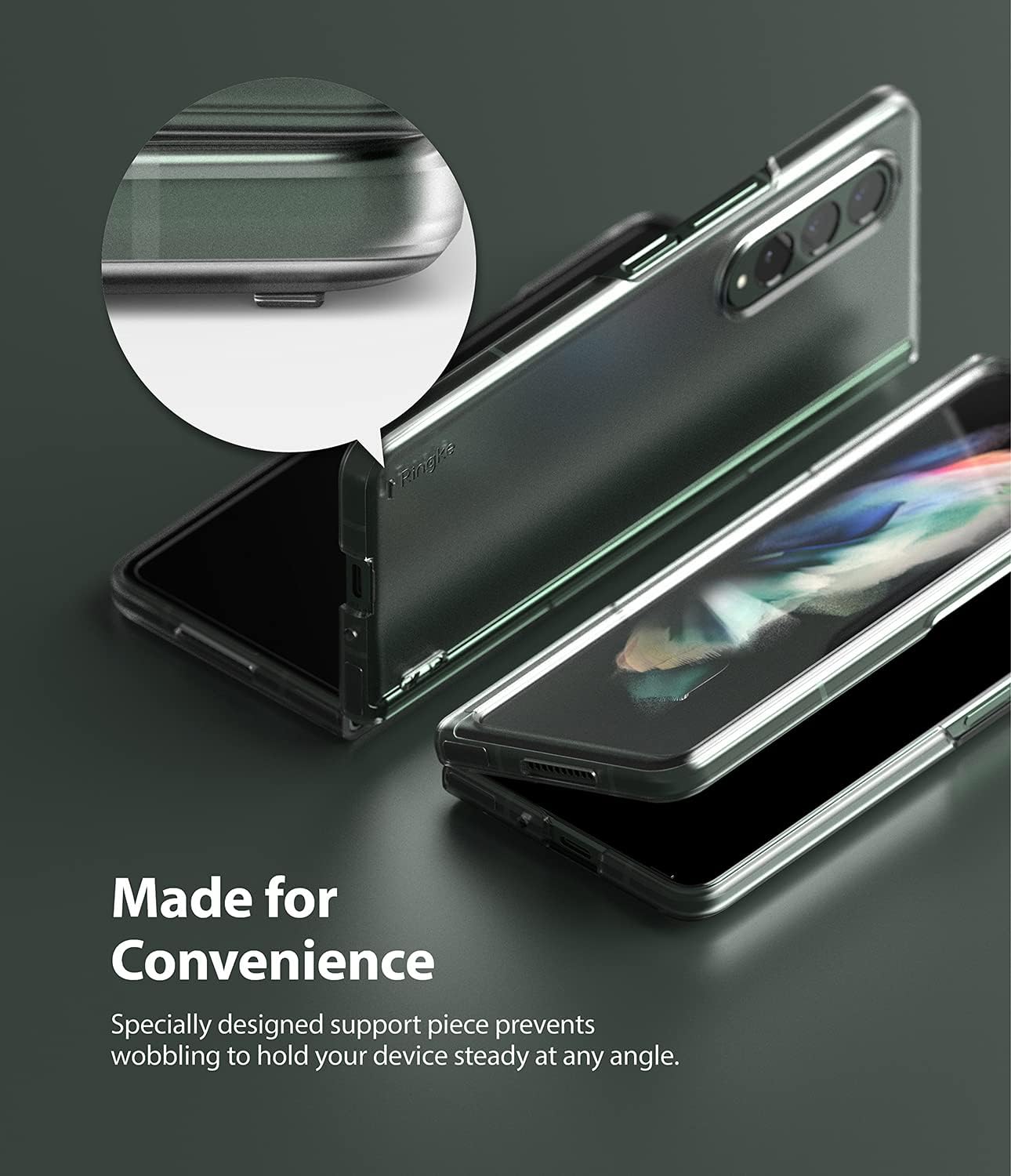 Ringke Funda delgada compatible con Samsung Galaxy Z Fold 3, PC dura y fina transparente de alta calidad con almohadilla antideslizante, cubierta