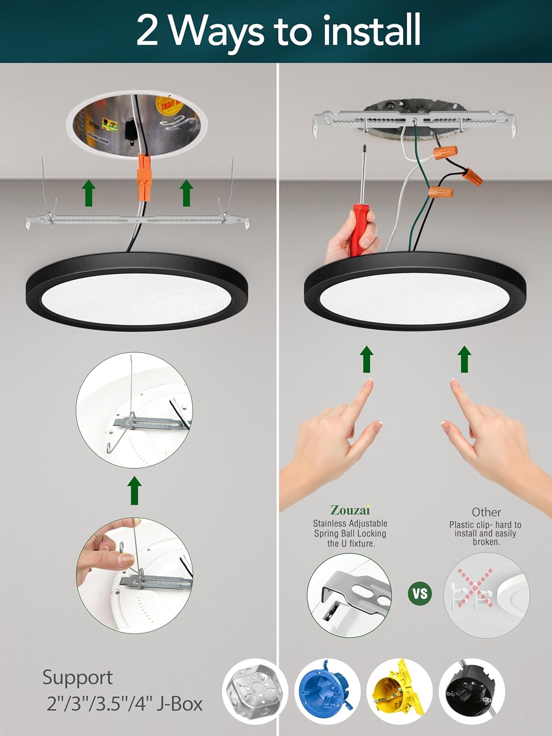Lámpara LED de techo empotrada, regulable 5CCT seleccionable 2700K3000K4000K5000K6000K, 7 pulgadas, 15 W, accesorio de iluminación redondo ultrafino
