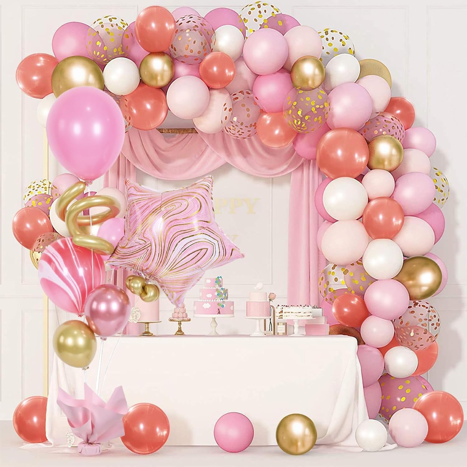Juego de 2 soportes para globos con base sólida pesada, centros de mesa para cumpleaños, niñas, baby shower, San Valentín, decoración de fiesta de