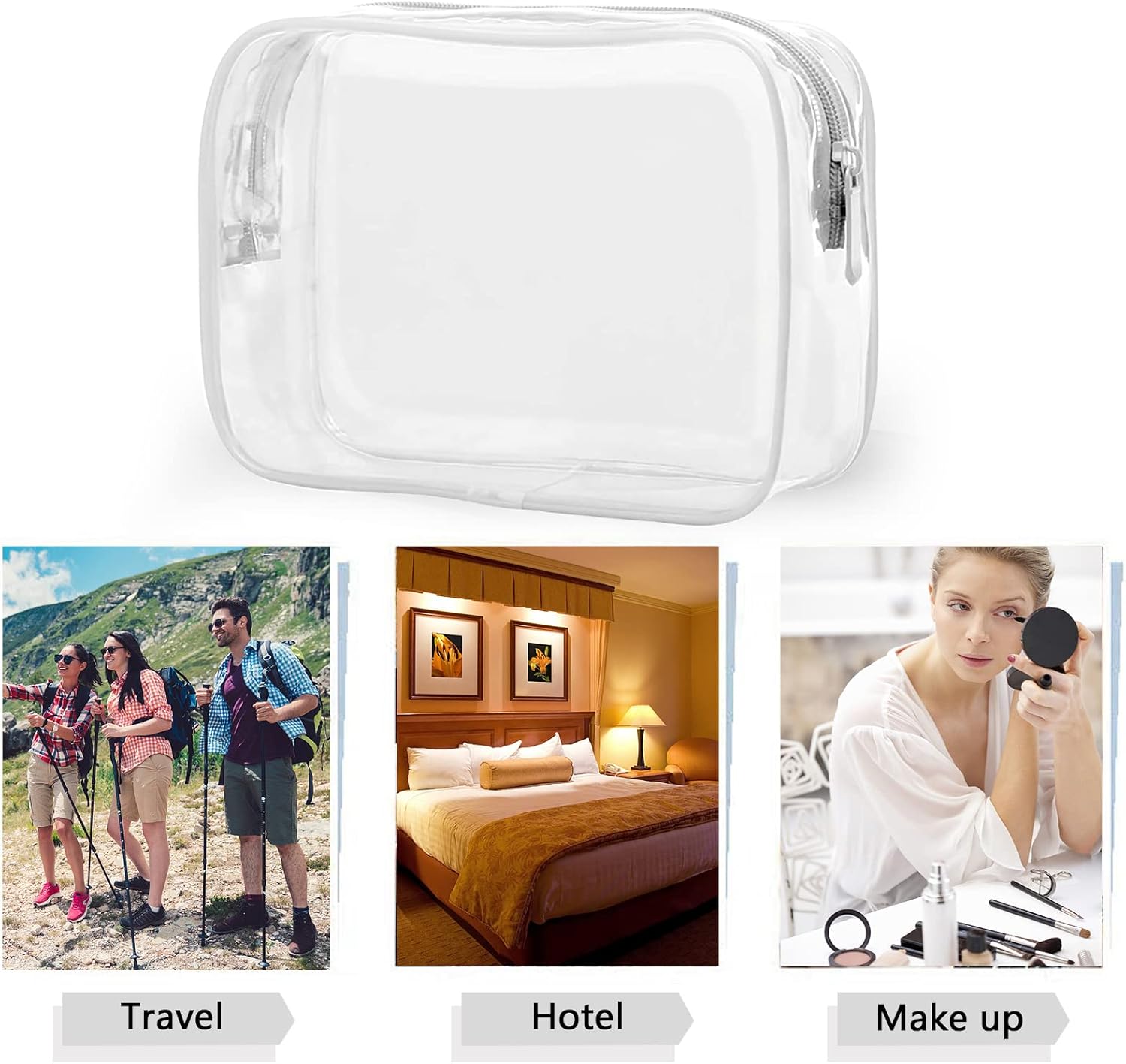 Paquete de 20 bolsas transparentes para cosméticos para mujeres y hombres, bolsas de aseo impermeables, bolsas de maquillaje de PVC, estuche