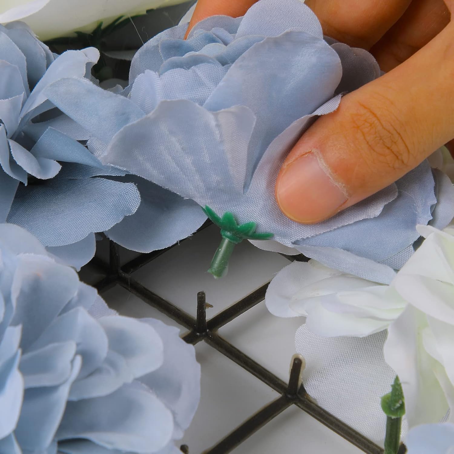 U’Artliens – Juego de paneles de pared de flores, telón de fondo de pared artificial de 24 x 16 pulgadas, panel floral de hortensias de seda 3D para