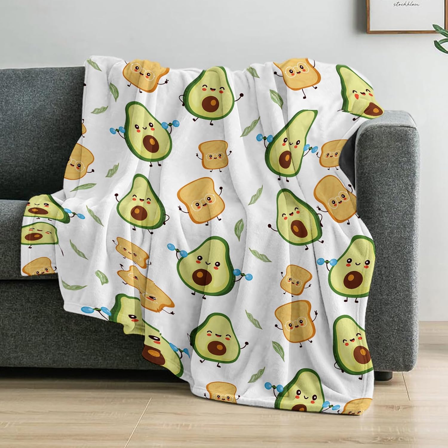 Manta de aguacate para niños, linda manta de entrenamiento de aguacate para niños y niñas, manta suave y acogedora de pan de aguacate, manta ligera