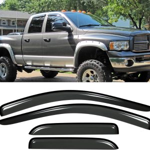 HAIHUA – 4 viseras deflectoras de ventana de ventilación para Ram 02-08 1500 y 03-09 2500 3500 Quad (Aka Crew) Cab estilo montaje exterior viento HAIHUA – 4 viseras deflectoras de ventana de ventilación para Ram 02-08 1500 y 03-09 2500 3500 Quad (Aka Crew) Cab estilo montaje exterior viento