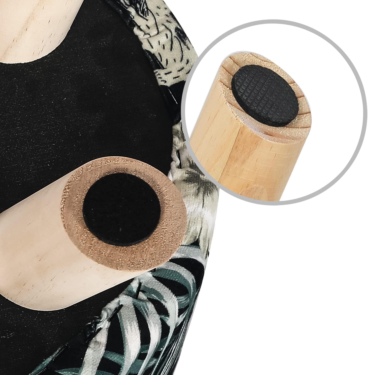 Homebeez Taburete otomano redondo de terciopelo, reposapiés pequeño con patas antideslizantes (flor azul)
