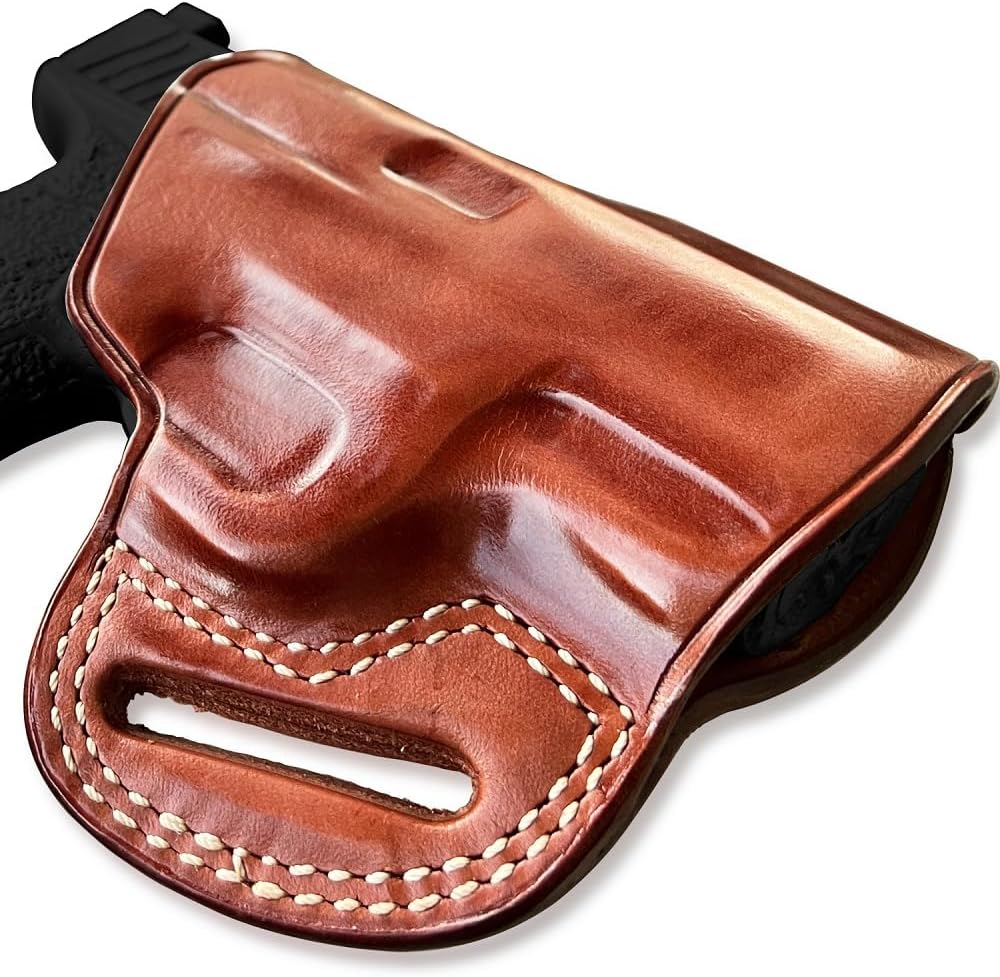 Premium The Ultimate – Funda de piel para panqueques OWB, parte superior abierta, se adapta a Kimber R7 Mako Subcompact de 0.354 in 3.37 pulgadas,