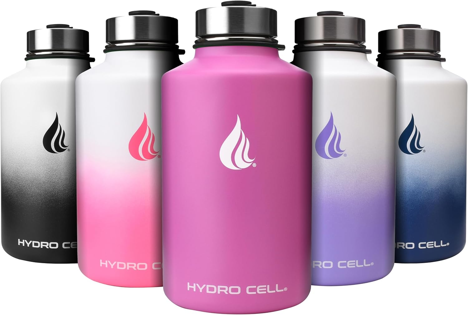 HYDRO CELL – Botella de agua con aislamiento térmico de acero inoxidable con pajilla, para bebidas frías y calientes, termo deportivo con tapón con