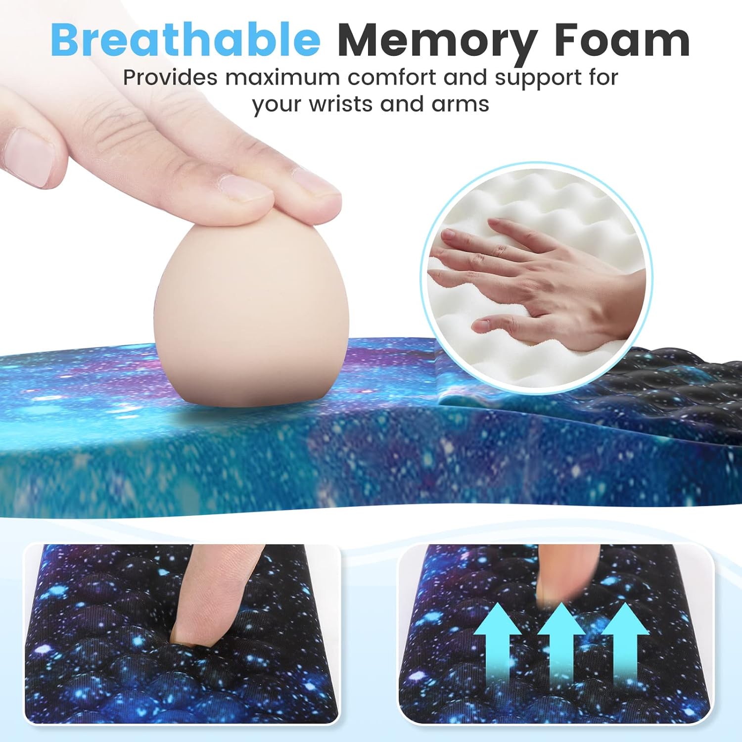 HAOCOO Alfombrilla ergonómica para mouse con reposamuñecas, almohadilla para reposamuñecas para teclado, juegos de 3 alfombrillas para mouse de