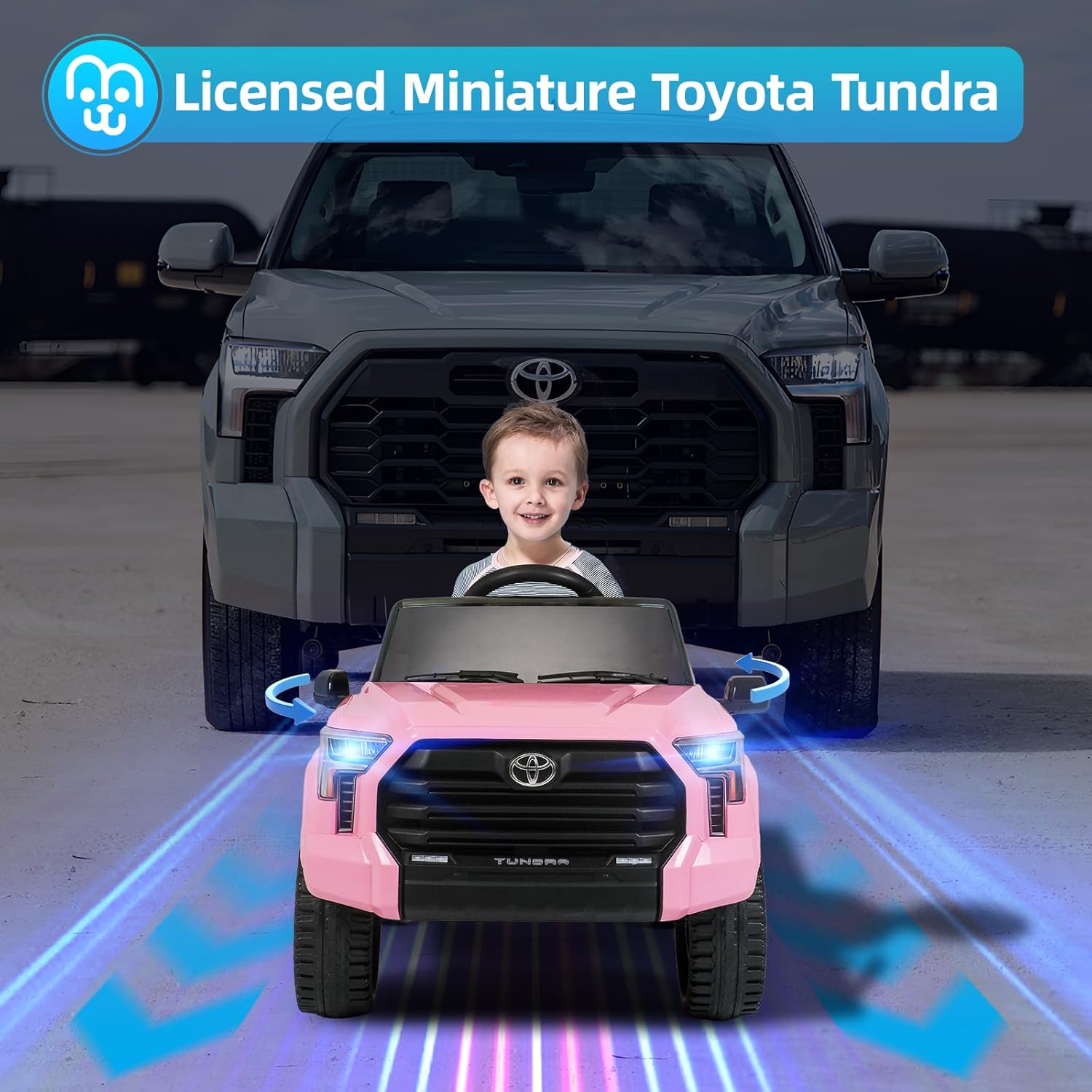 Toyota Tundra – Auto eléctrico con licencia para niños, batería de 12 V, 7 Ah, auto eléctrico para niños, camión, maletero, control remoto,
